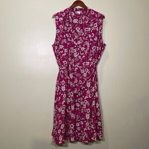 NANETTE LEPORE Magenta Midi, Floral Dress, Sleeveless, Women's, Plus Size, 22W